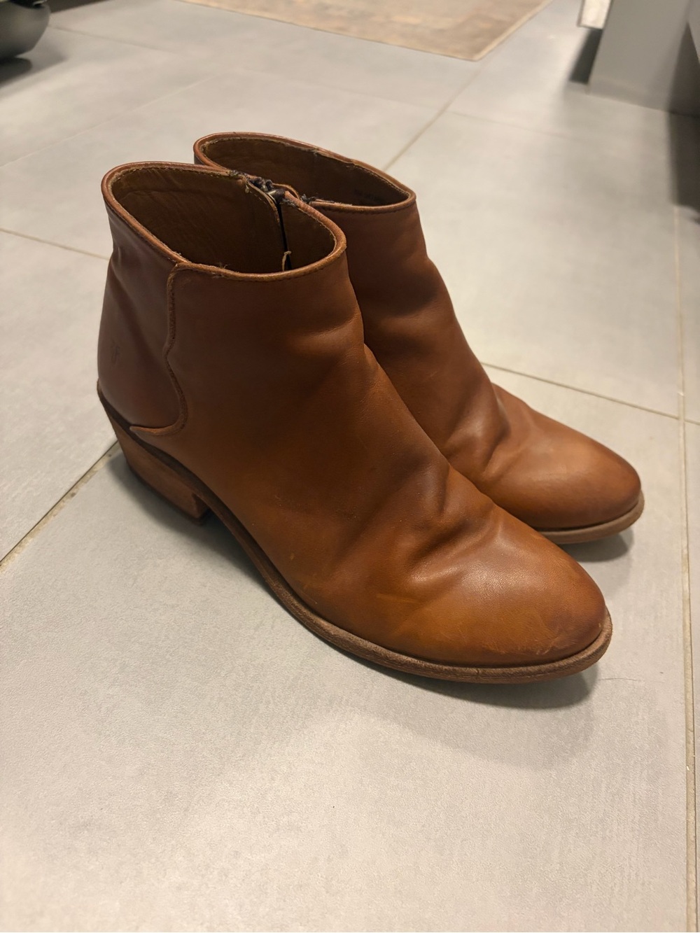 Women’s Frye Brown Leather Zip Ankle Booties